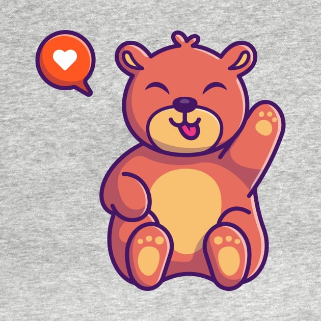 Cute Teddy Bear Waving Hand Cartoon by Catalyst Labs